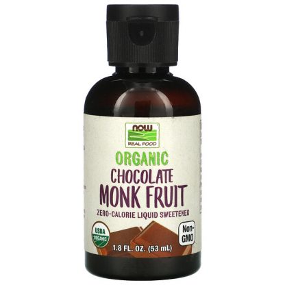 NOW Foods, Real Food, Organic Monk Fruit, Zero-Calorie Liquid Sweetener, Chocolate, 1.8 fl oz (53 ml)