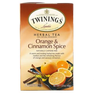 Twinings, Herbal Tea, Orange & Cinnamon Spice, Caffeine Free, 20 Tea Bags, 1.41 oz (40 g)