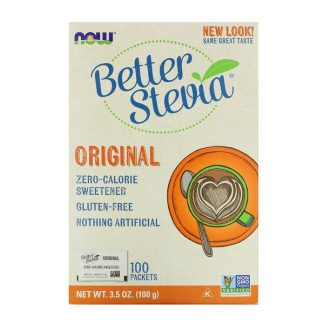 NOW Foods, Better Stevia, Zero-Calorie Sweetener, Original, 100 Packets, 3.5 oz (100 g)