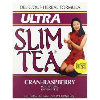 Hobe Labs, Ultra Slim Tea, Cran-Raspberry, Caffeine Free, 24 Herbal Tea Bags, 1.69 oz (48 g)