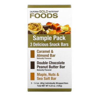 California Gold Nutrition, FOODS, Sample Snack Bar Pack, 3 Bars, 1.4 oz (40 g) Each