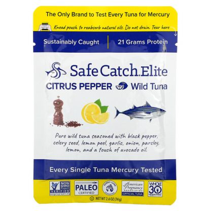 Safe Catch, Elite, Wild Tuna, Citrus Pepper, 2.6 oz (74 g)