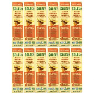 Solely, Organic Fruit Jerky, Banana with Pecans, 12 Strips, 0.8 oz (23 g) Each