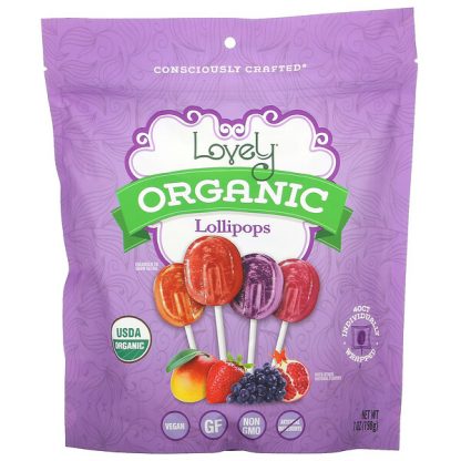 Lovely Candy, Organic Lollipops, Assorted Fruit, 40 Individually Wrapped, 7 oz (198 g)