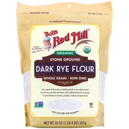 Bob's Red Mill, Organic Dark Rye Flour, Whole Grain, 20 oz (567 g)