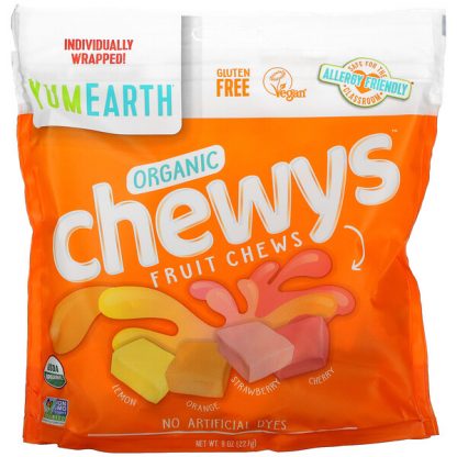 YumEarth, Organic Chewys Fruit Chews, Lemon, Orange, Strawberry, Cherry, 8 oz (227 g)