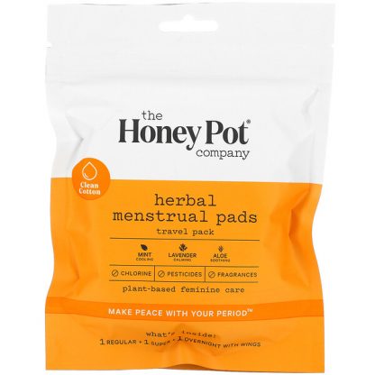 The Honey Pot Company, Herbal Menstrual Pads, Travel Pack, 3 Count