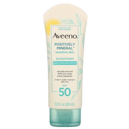 Aveeno, Positively Mineral Sensitive Skin, Sunscreen, SPF 50, 3.0 fl oz (88 ml)