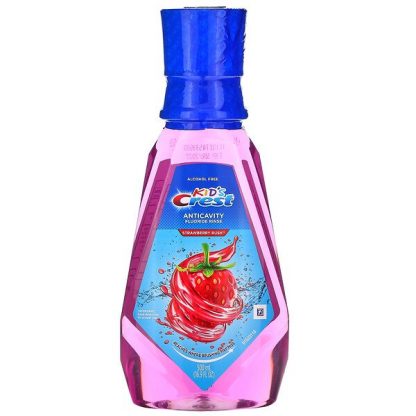 Crest, Kids, Anticavity Fluoride Rinse, Alcohol Free, Strawberry Rush, 16.9 fl oz (500 ml)