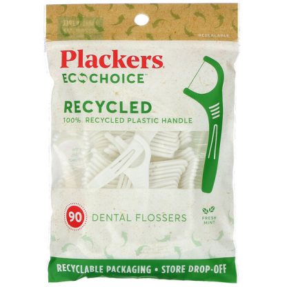 Plackers, EcoChoice, Dental Flossers, Fresh Mint, 90 Count