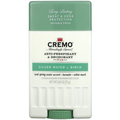 Cremo, Anti-Perspirant & Deodorant, No. 10, Silver Water & Birch, 2.65 oz (75 g)