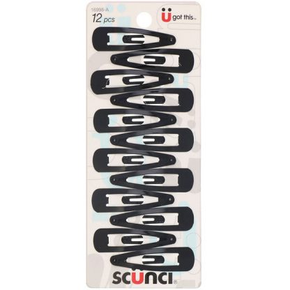 Scunci, Snap Hair Clip, Black, 12 Pieces