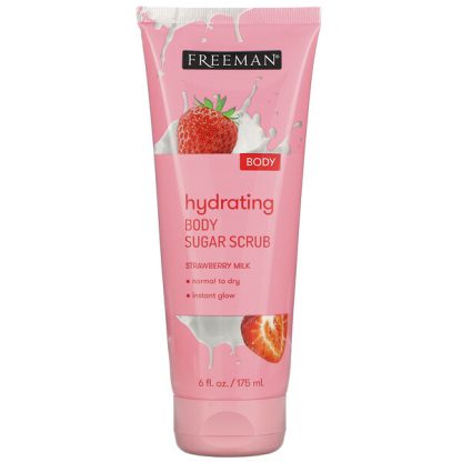 Freeman Beauty, Hydrating Body Sugar Scrub, Strawberry Milk, 6 fl oz (175 ml)