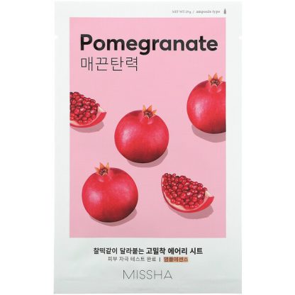 Missha, Airy Fit Beauty Sheet Mask, Pomegranate, 1 Sheet, 19 g