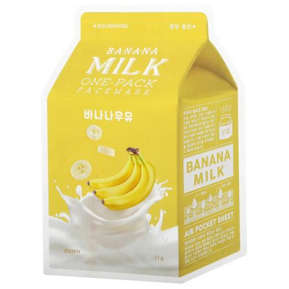 A'Pieu, Banana Milk One-Pack Beauty Face Mask, Nourishing, 1 Sheet, 21 g