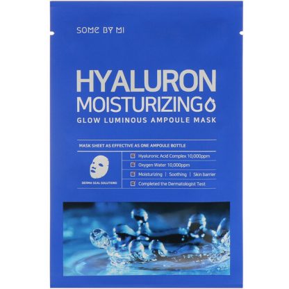 Some By Mi, Glow Luminous Ampoule Beauty Mask, Hyaluron Moisturizing, 10 Sheets, 25 g Each