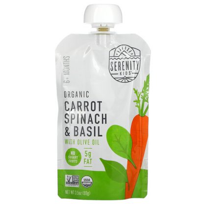 Serenity Kids, Organic Carrots, Spinach & Basil, 6+ Months, 3.5 oz (99 g)