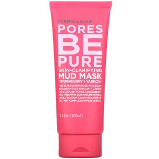 Formula 10.0.6, Pores Be Pure, Skin-Clarifying Mud Beauty Mask, Strawberry + Yarrow, 3.4 fl oz (100 ml)