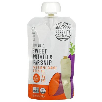 Serenity Kids, Organic Sweet Potato and Parsnips with Purple Carrot & Olive Oil, 6+ Months, 3.5 oz (99 g)