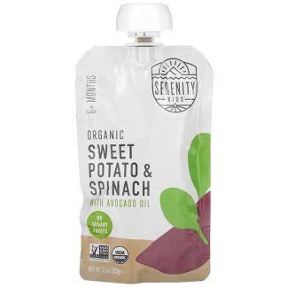 Serenity Kids, Baby Food, 6+ Months, Organic Sweet Potato & Spinach with Avocado Oil, 3.5 oz (99 g)