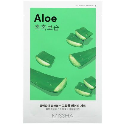 Missha, Airy Fit Beauty Sheet Mask, Aloe, 1 Sheet, 19 g