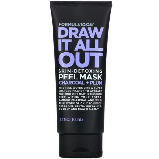 Formula 10.0.6, Draw It All Out, Skin-Detoxing Peel Beauty Mask, Charcoal + Plum, 3.4 fl oz (100 ml)