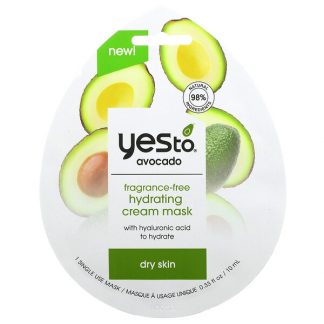 Yes To, Avocado, Hydrating Cream Beauty Mask, Fragrance-Free, 1 Sheet, 0.33 fl oz (10 ml)