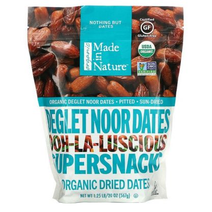 Made in Nature, Organic Dried Deglet Noor Dates, Ooh-La-Luscious Supernacks, 20 oz (567 g)