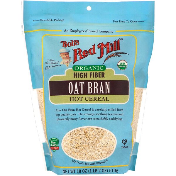 Bob's Red Mill, Organic High Fiber Oat Bran Hot Cereal, 18 Oz (510 G ...