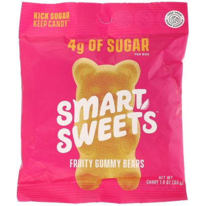 SmartSweets, Fruity Gummy Bears, Raspberry, Apple, Lemon, Peach, 1.8 oz (50 g)