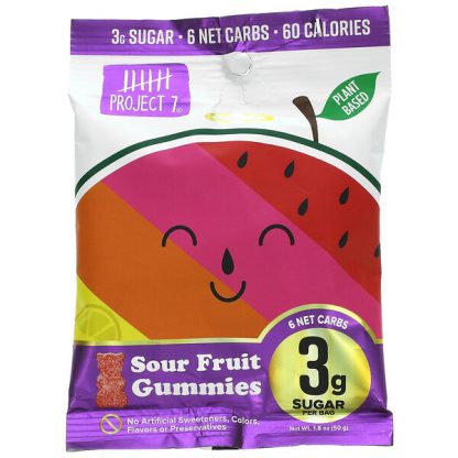 Project 7, Sour Fruit Gummies, 1.8 oz (50 g)