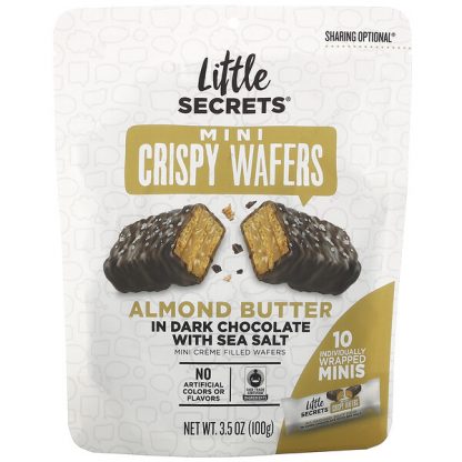 Little Secrets, Mini Crispy Wafers, Almond Butter in Dark Chocolate with Sea Salt, 10 Individually Wrapped Minis, 3.5 oz (100 g)