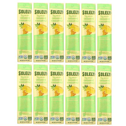 Solely, Organic Fruit Jerky, Pineapple, 12 Strips, 0.8 oz (23 g) Each