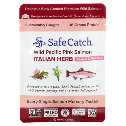 Safe Catch, Wild Pacific Pink Salmon, Italian Herb, 2.6 oz (74 g)