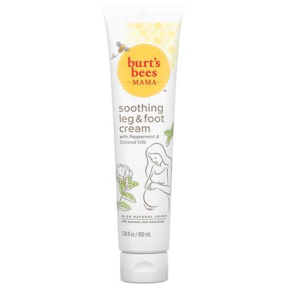 Burt's Bees, Mama, Soothing Leg & Foot Cream with Peppermint Oil & Coconut Oils, 3.38 fl oz (100 ml)