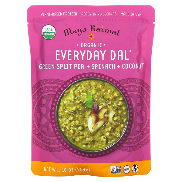 Maya Kaimal, Organic Everyday Dal, Green Split Pea + Spinach + Coconut, 10 oz (284 g)