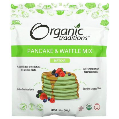 Organic Traditions, Pancake & Waffle Mix, Matcha, 10.6 oz (300 g)