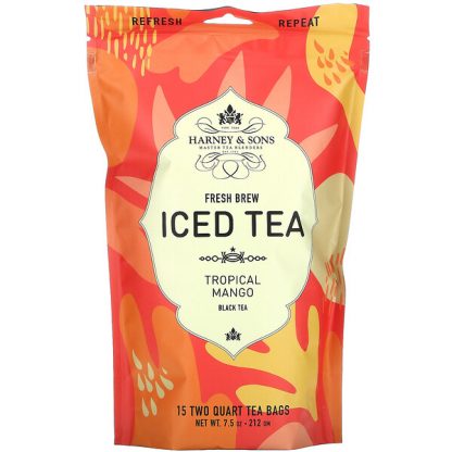 Harney & Sons, Fresh Brew Iced Tea, Tropical Mango Black Tea, 15 Tea Bags, 7.5 oz (212 g)