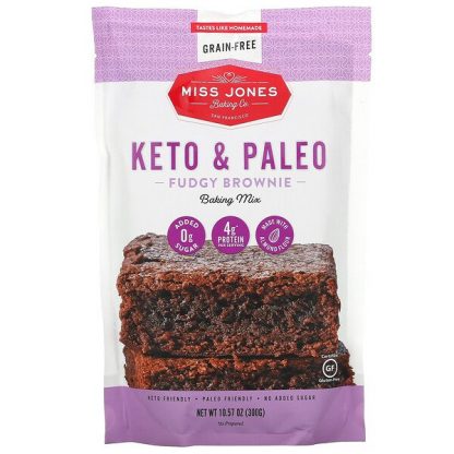 Miss Jones Baking Co, Keto & Paleo Fudgy Brownie Baking Mix, 10.57 oz (300 g)