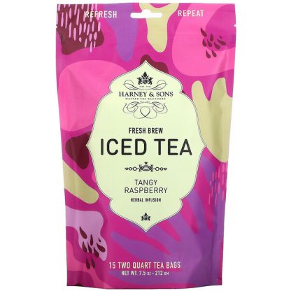 Harney & Sons, Fresh Brew Iced Tea, Tangy Raspberry Herbal Infusion, 15 Tea Bags, 7.5 oz (212 g)