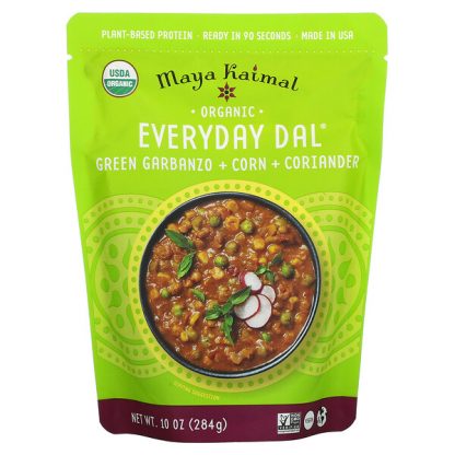 Maya Kaimal, Organic Everyday Dal, Green Garbanzo + Corn + Coriander, 10 oz (284 g)