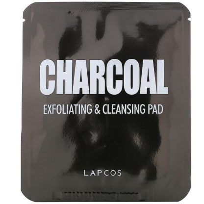 Lapcos, Charcoal, Exfoliating & Cleansing Pad, 5 Pads, 0.24 fl oz (7 g) Each