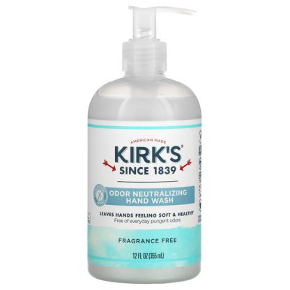 Kirk's, Odor Neutralizing Hand Wash, Fragrance Free, 12 fl oz (355 ml)