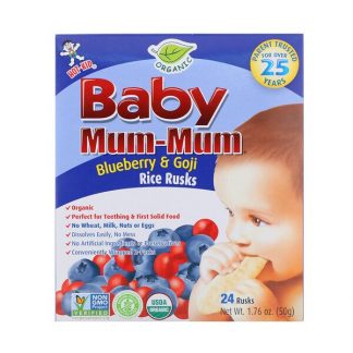 Hot Kid, Baby Mum-Mum, Organic Rice Rusk, Blueberry & Goji Rice Rusks, 24 Rusks, 17.6 oz (50 g) Each