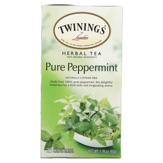 Twinings, Herbal Tea, Pure Peppermint, Caffeine Free, 25 Tea Bags, 1.76 oz (50 g)