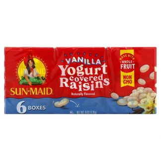 Sun-Maid, Yogurt Covered Raisins, Vanilla, 6 Boxes, 1 oz (28.3 g) Each