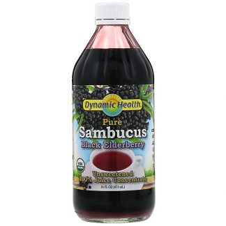 Dynamic Health Laboratories, Pure Sambucus Black Elderberry, 100% Juice Concentrate, Unsweetened, 16 fl oz (473 ml)