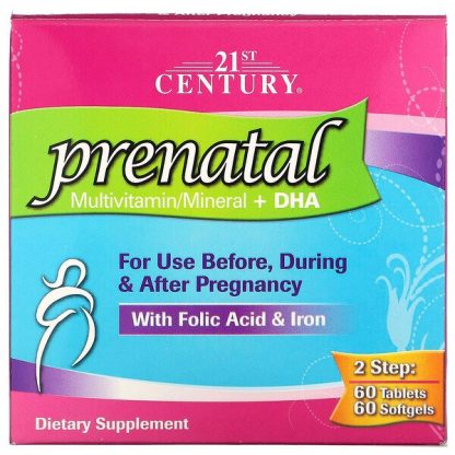 21st Century, Prenatal Multivitamin/Mineral + DHA, 2 Bottles, 60 Tablets / 60 Softgels