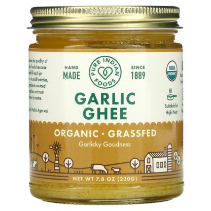 Pure Indian Foods, Organic Garlic Ghee, 7.8 oz (220 g)