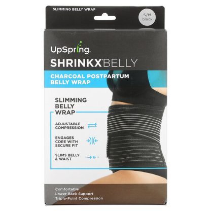 UpSpring, Shrinkx Belly, Charcoal Postpartum Slimming Belly Wrap, Size S/M, Black, 1 Count